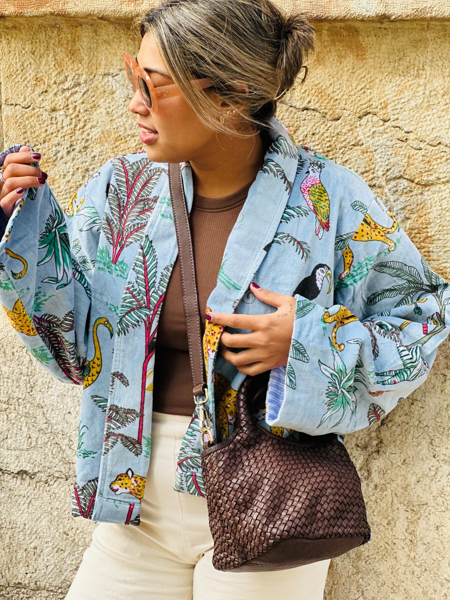 Bolso piel lavada marrón