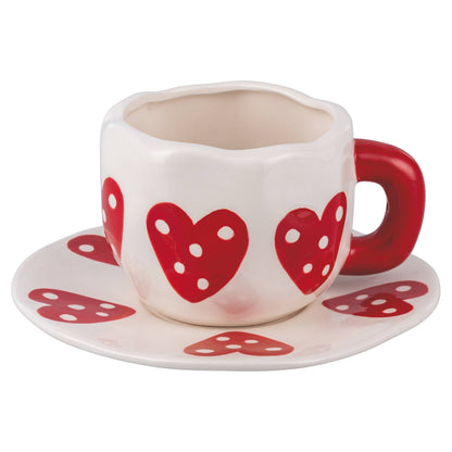 SET CORAZONES 2 TAZAS+2 PLATILLOS+CREMERA