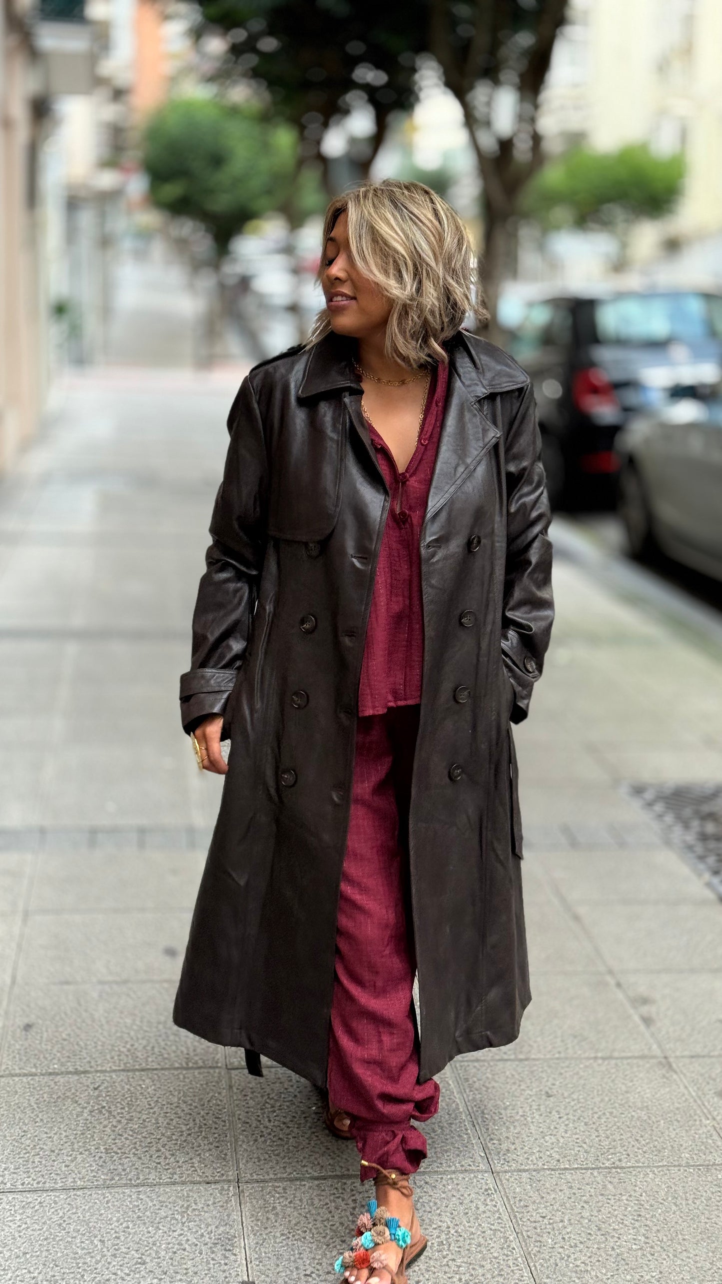 Trench efecto piel