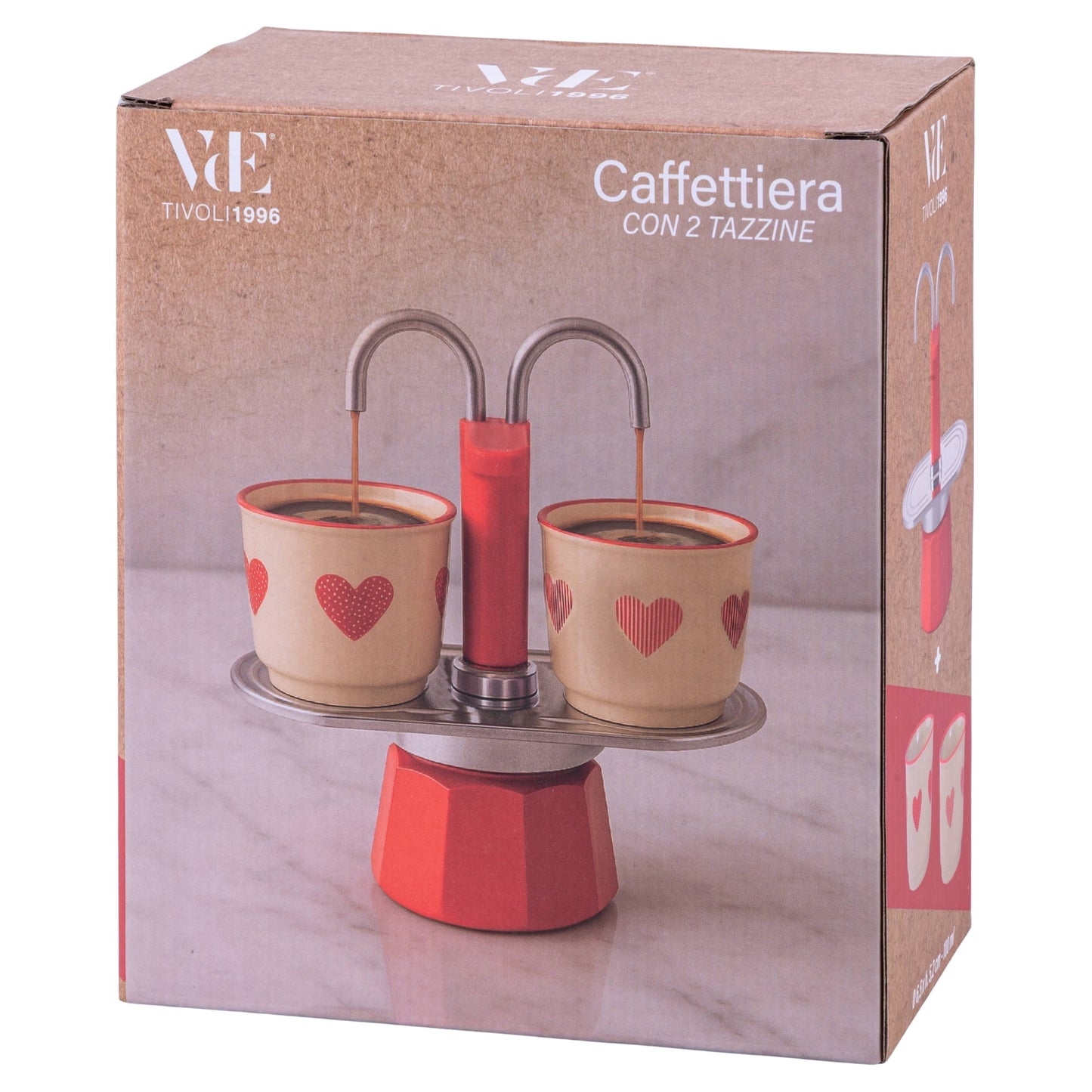 SET DE CORAZONES CAFETERA + 2 TAZAS