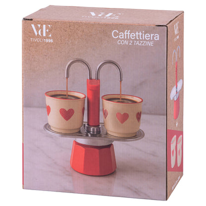 SET DE CORAZONES CAFETERA + 2 TAZAS
