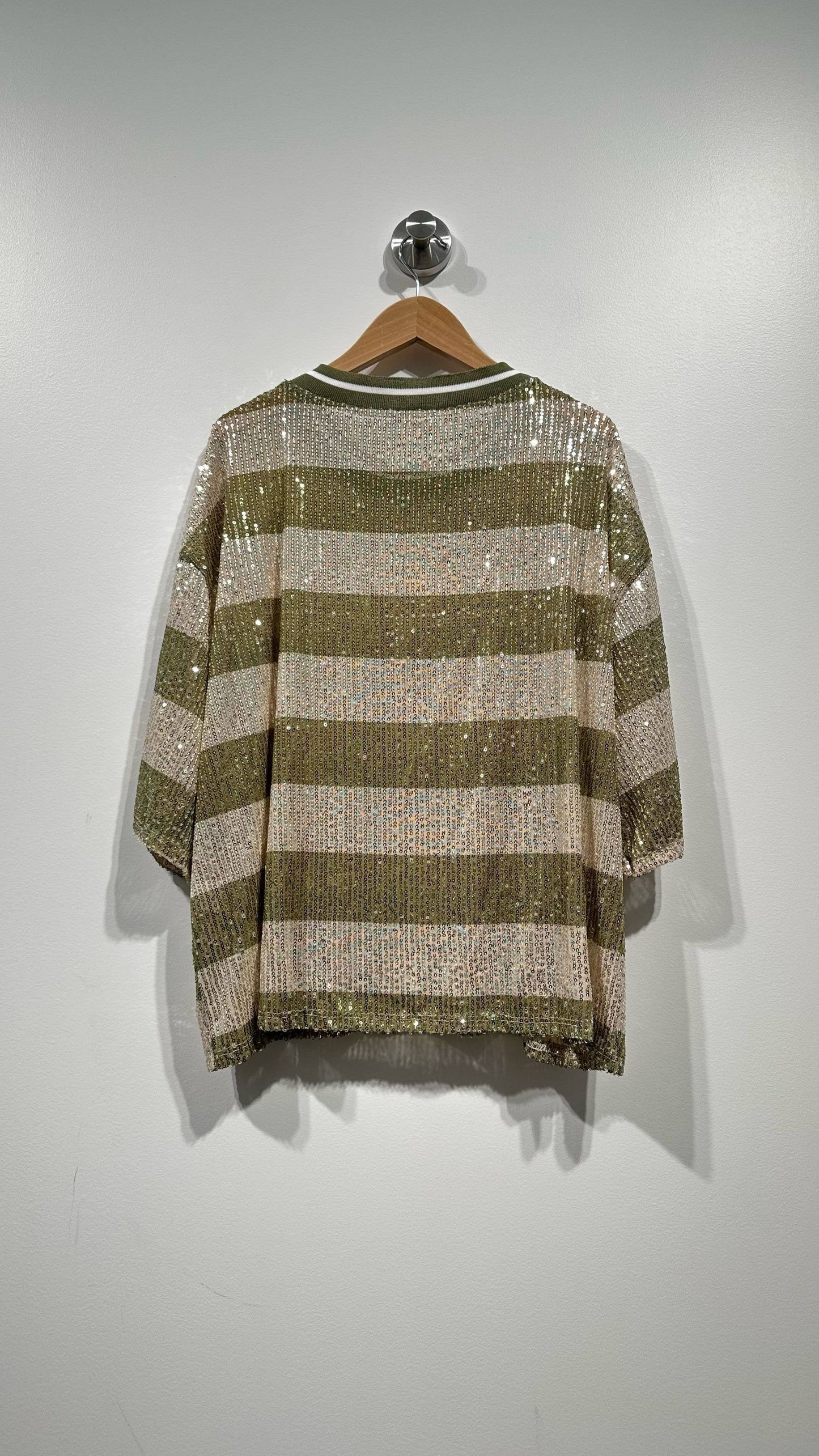 Top a rayas con lentejuelas: Verde / TÚ