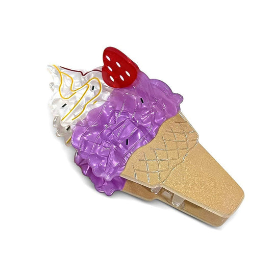 Pinza para el pelo cono de helado violeta