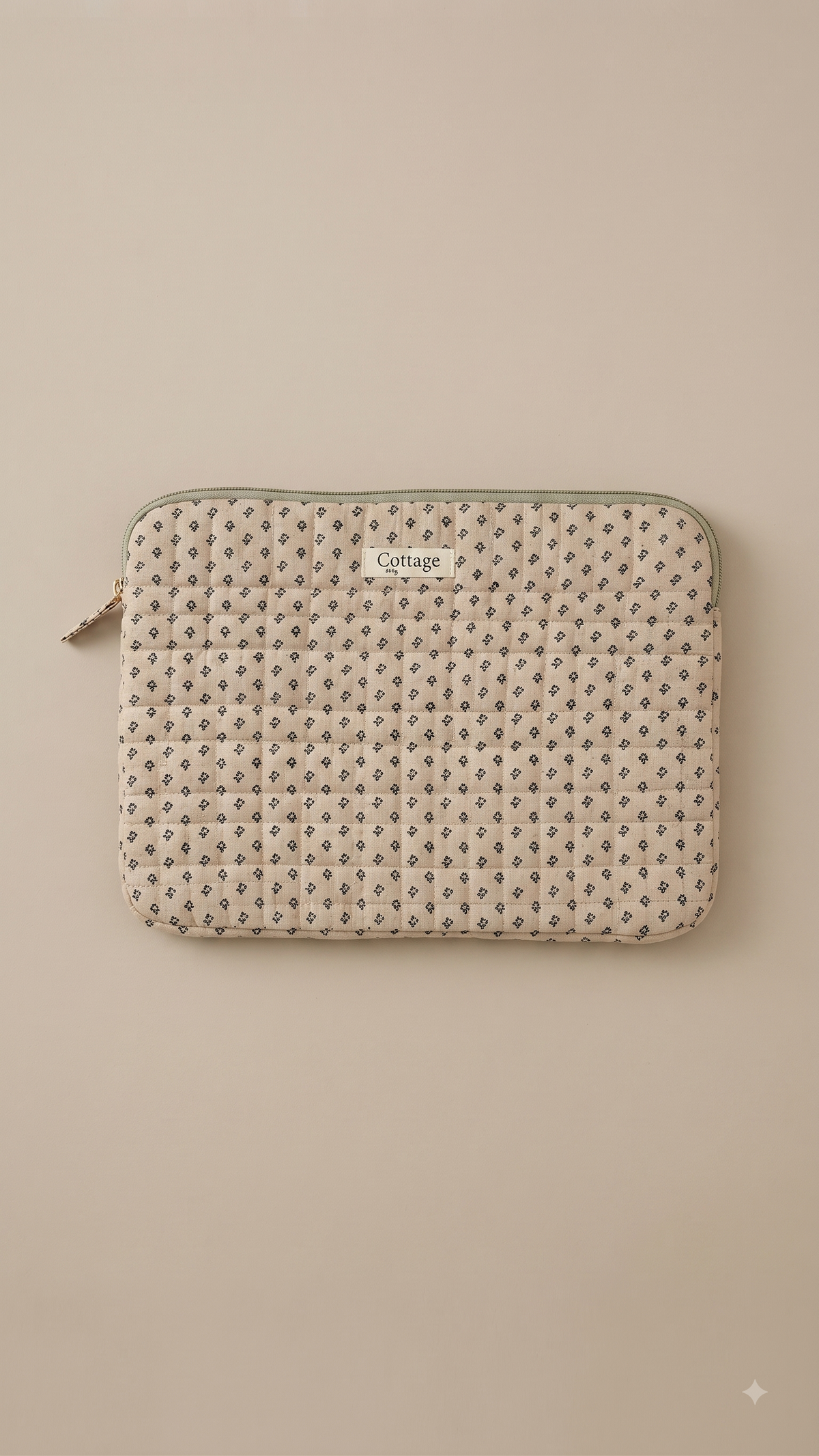 Funda para portátil de algodón: Bouquet coloré taupe