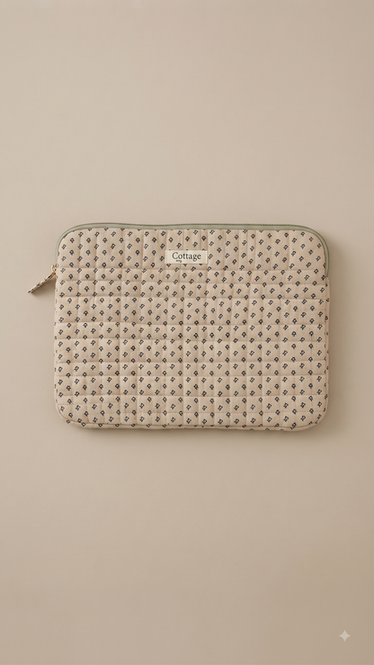 Funda para portátil de algodón: Bouquet coloré taupe
