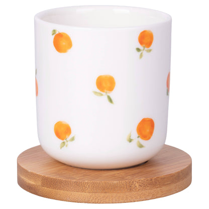 Set de Vida de Frutas 4 Tazas de Café/platillo Bambú 110