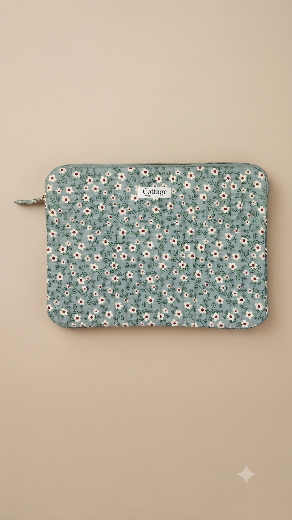 Funda para portátil de algodón: Bouquet coloré taupe