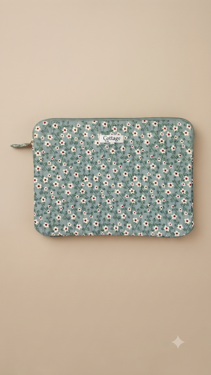 Funda para portátil de algodón: Bouquet coloré taupe