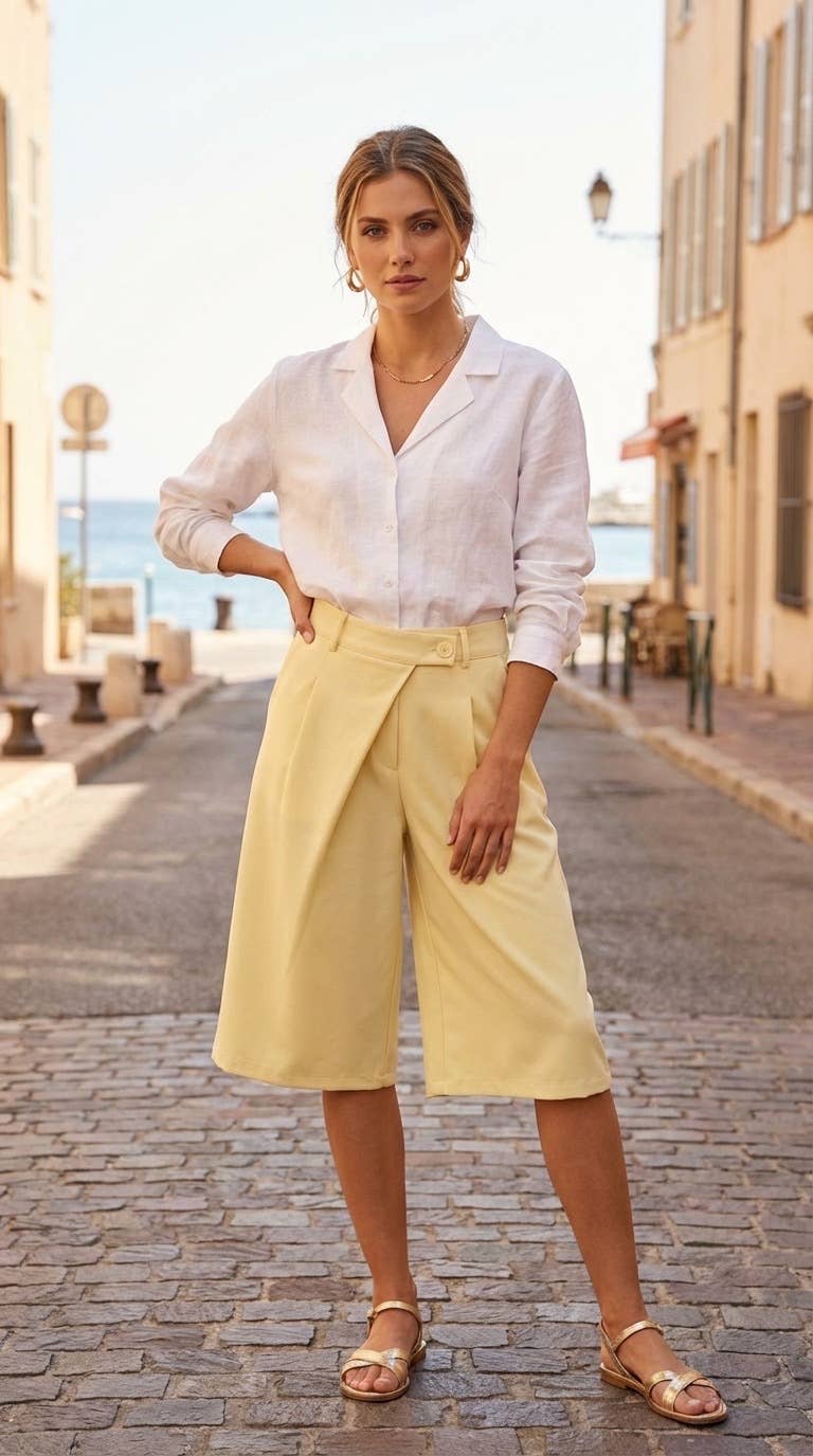 Bermudas cortas drapeadas cintura elástica: Armada / TÚ