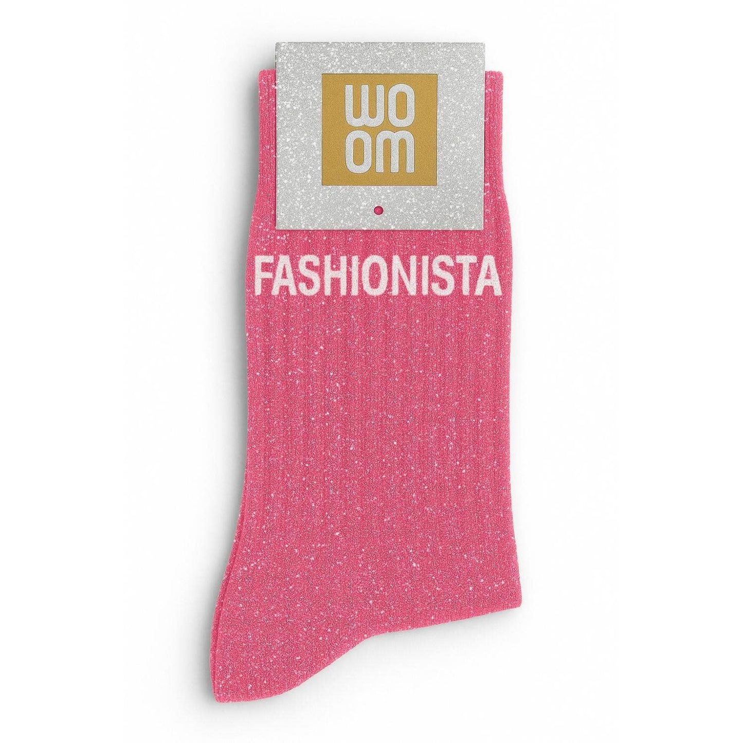 Calcetines con Lentejuelas con Mensaje "Fashionista" - Rosa