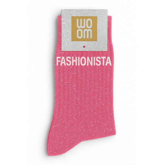 Calcetines con Lentejuelas con Mensaje "Fashionista" - Rosa