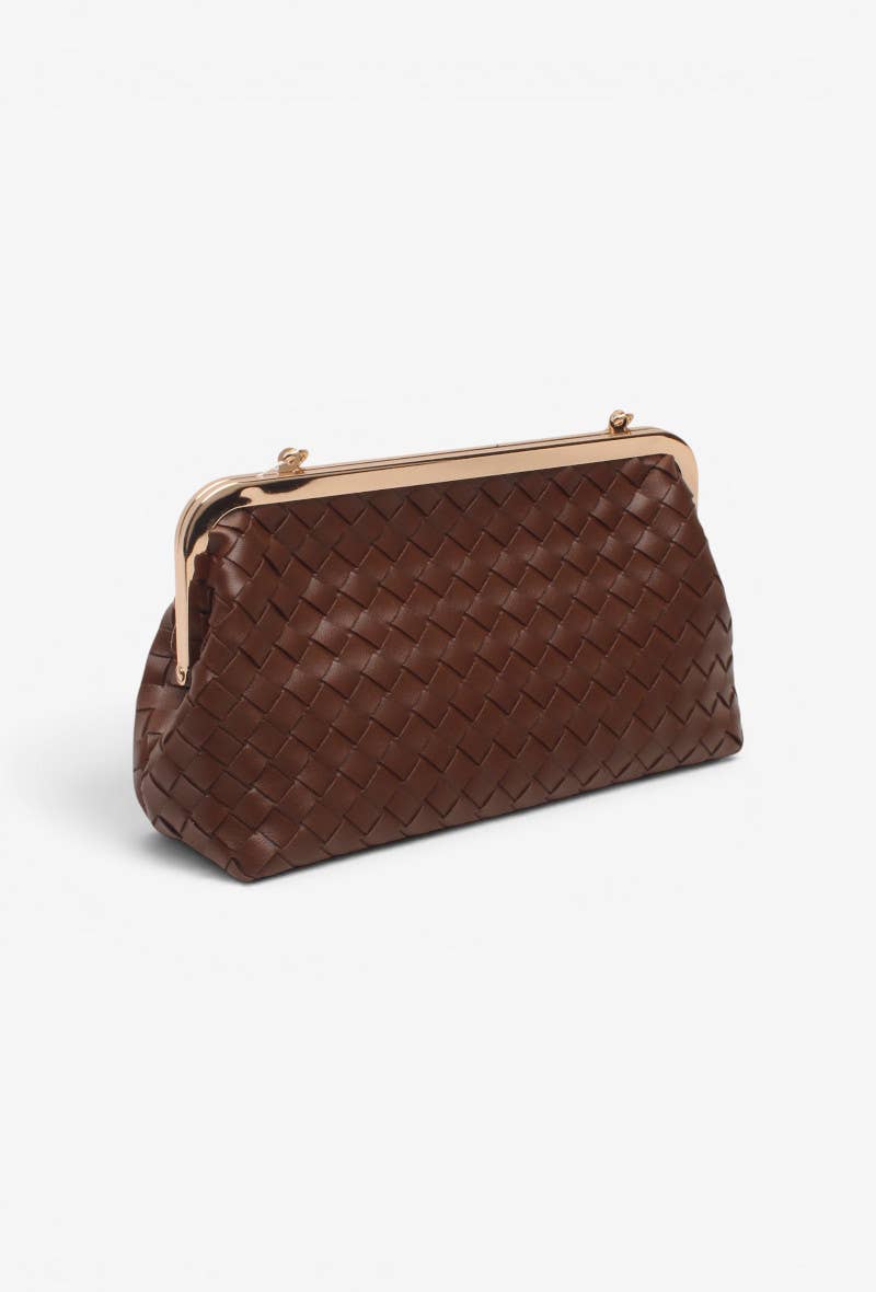 Bolso saco, para llevar al hombro y en la mano, efecto trenzado, cadenita
