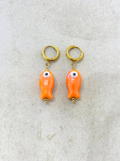 Pendientes de Pez de Cerámica Mini: Amarillo