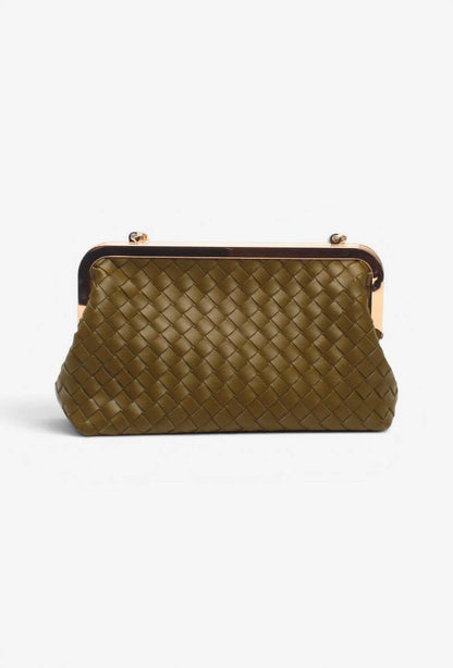 Bolso saco, para llevar al hombro y en la mano, efecto trenzado, cadenita