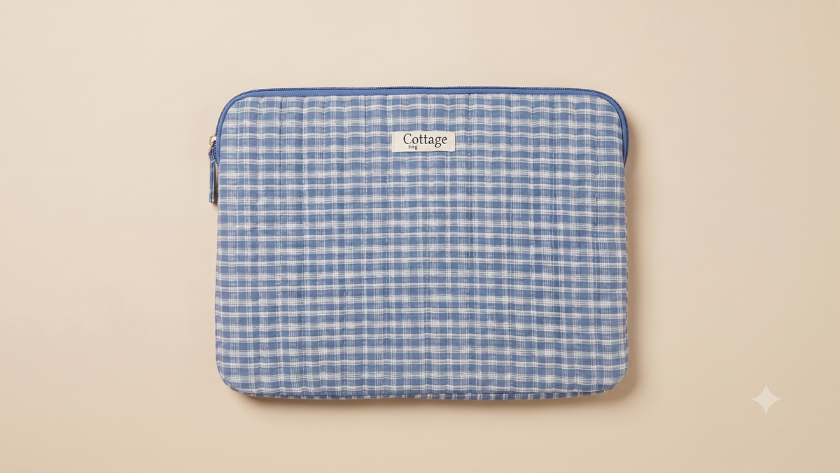 Funda para portátil de algodón: Bouquet coloré taupe