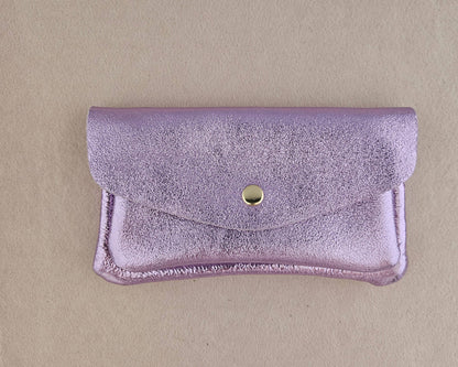 Monedero de cuero de vaqueta con doble bolsillo Canguro