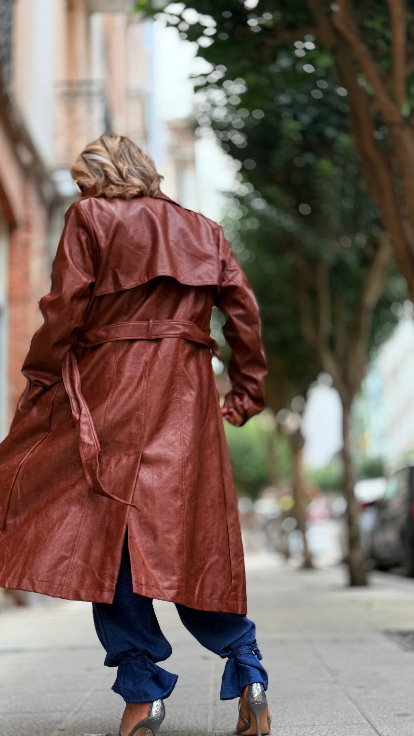 Trench larga Efecto piel