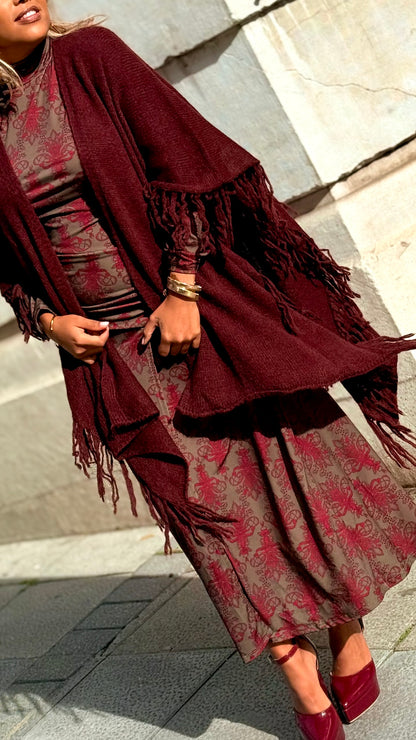 Poncho lana Granate
