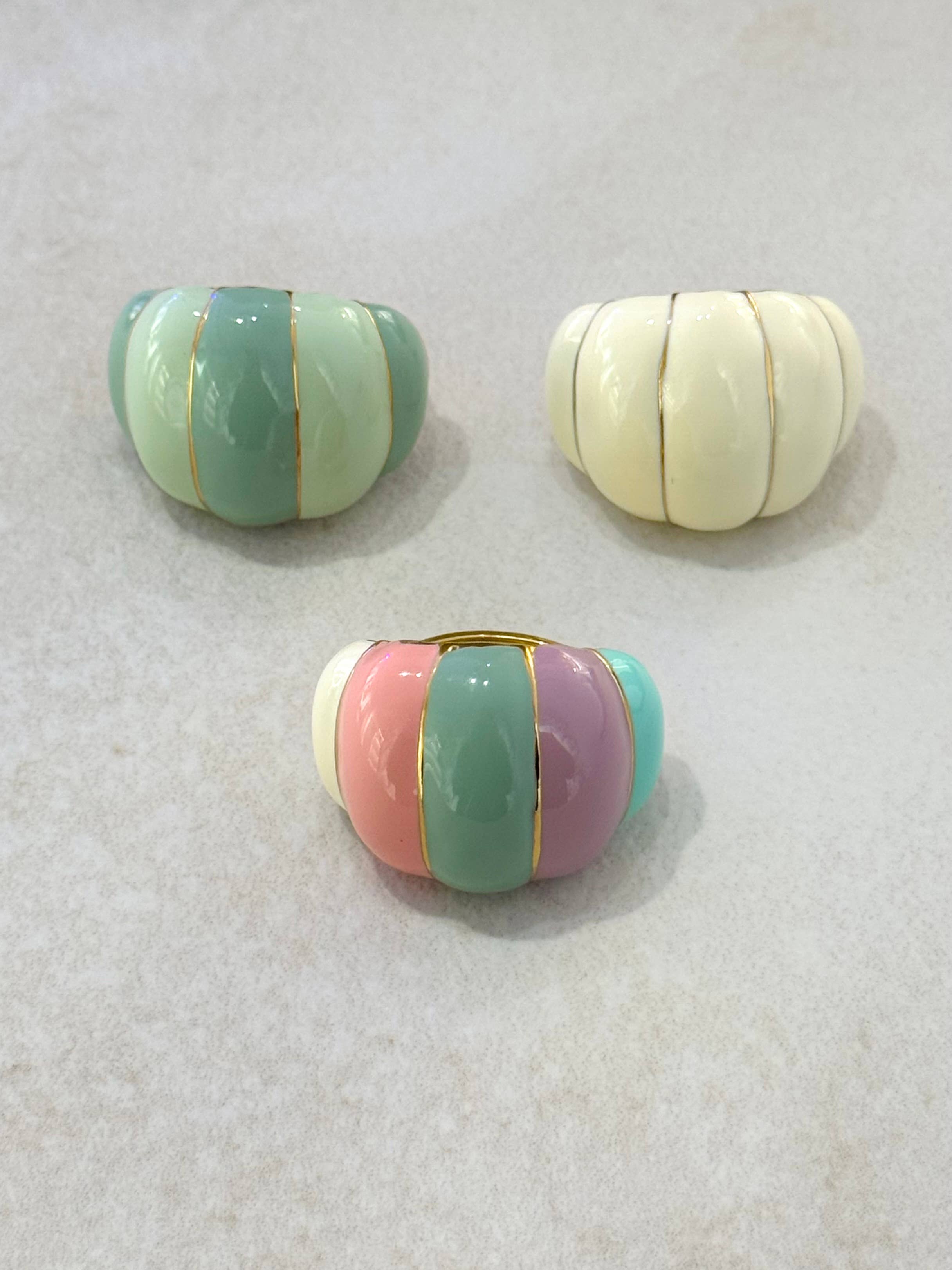 Anillo de Calabaza Ajustable de Acero Inoxidable con Esmalte: Multicolor