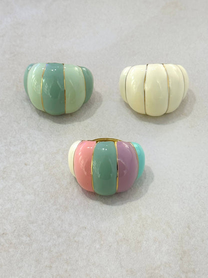 Anillo de Calabaza Ajustable de Acero Inoxidable con Esmalte: Multicolor