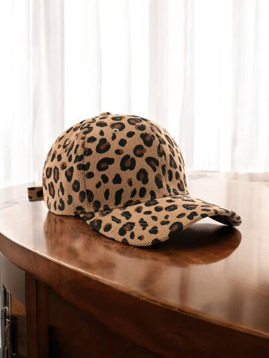Gorra estampado leopardo MJ05: Marrón