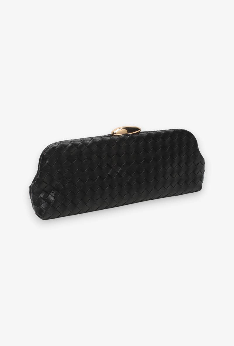 Clutch largo, trenzado, con bandolera de cadena