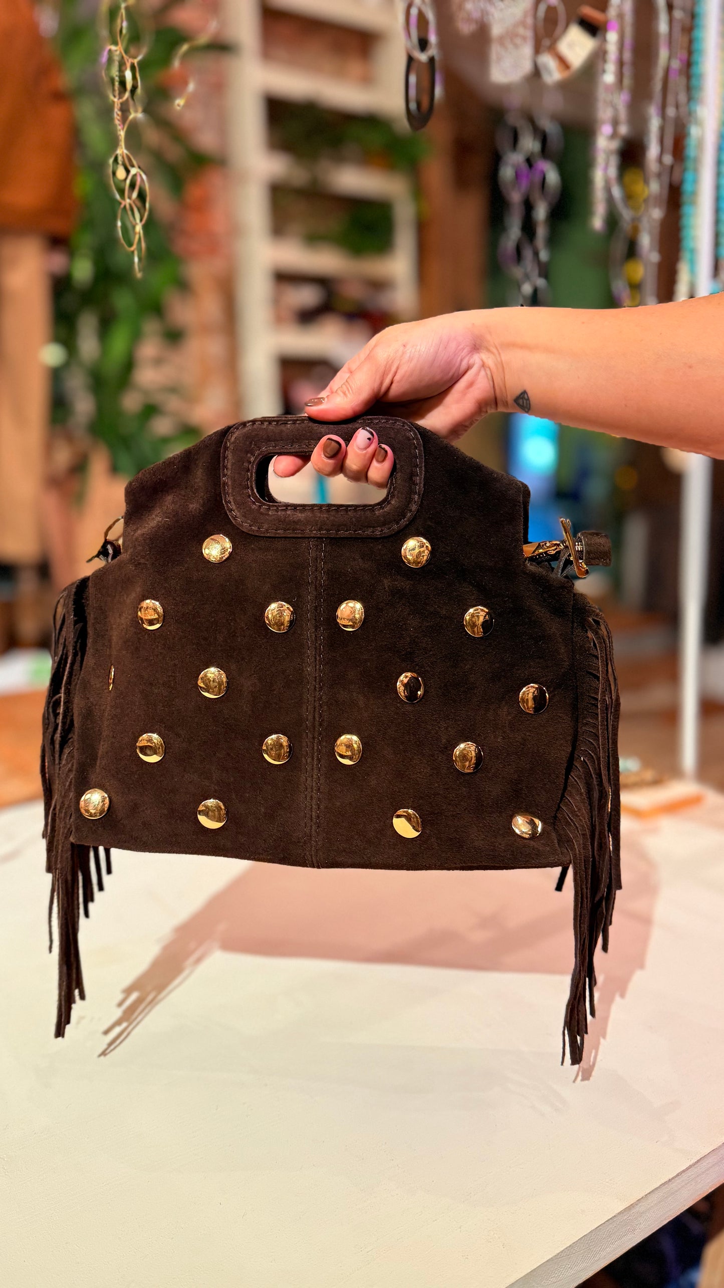 Bolso tachuela fleco