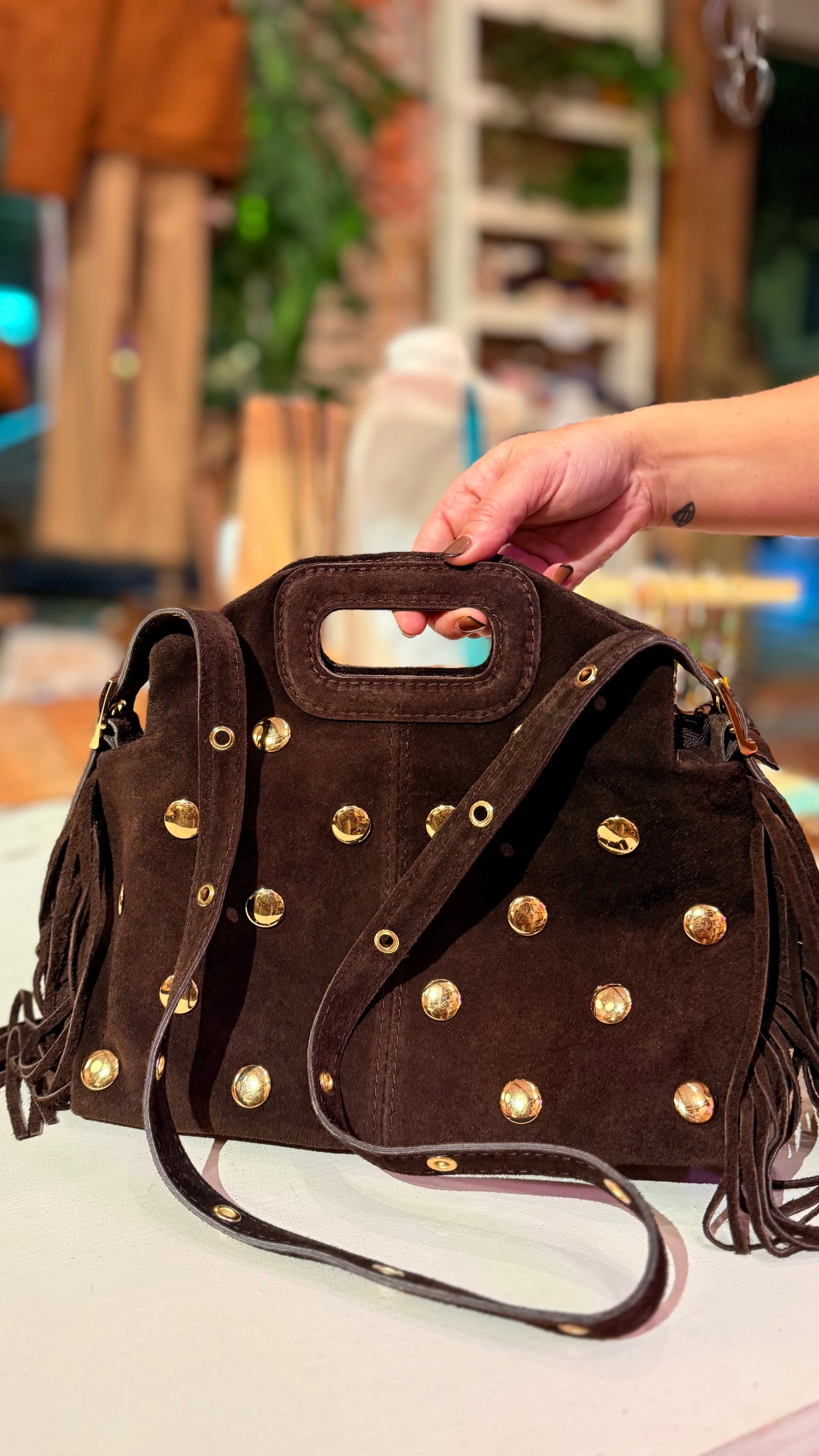 Bolso tachuela fleco