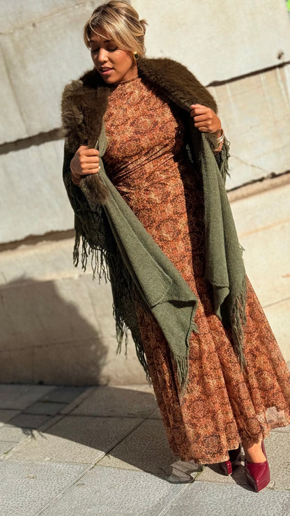Poncho lana verde