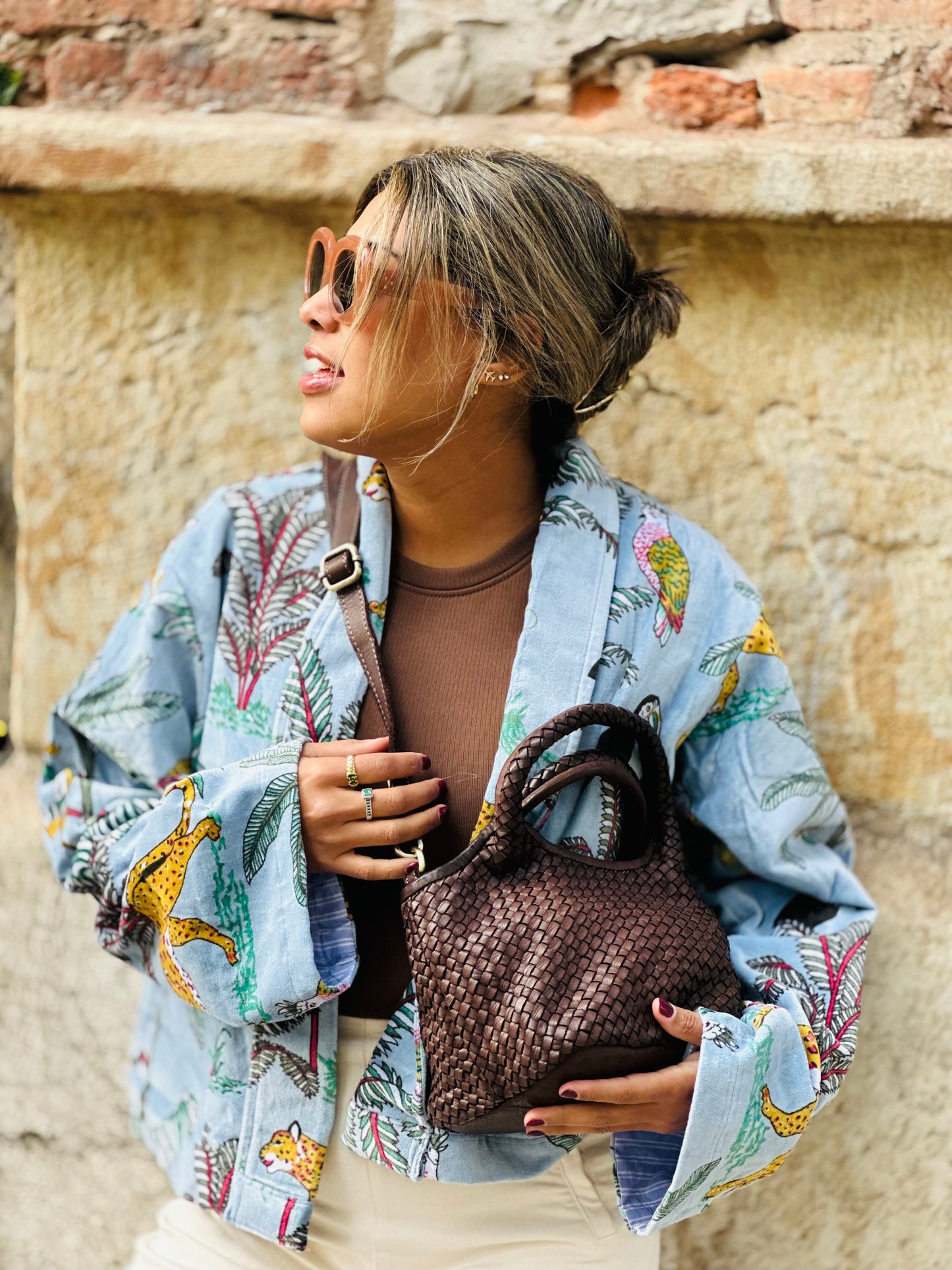 Bolso piel lavada marrón
