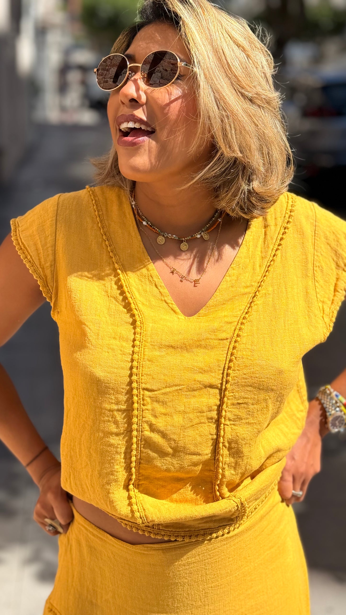 Blusa puntilla lino