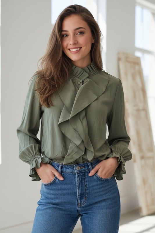 Blusa volante verde