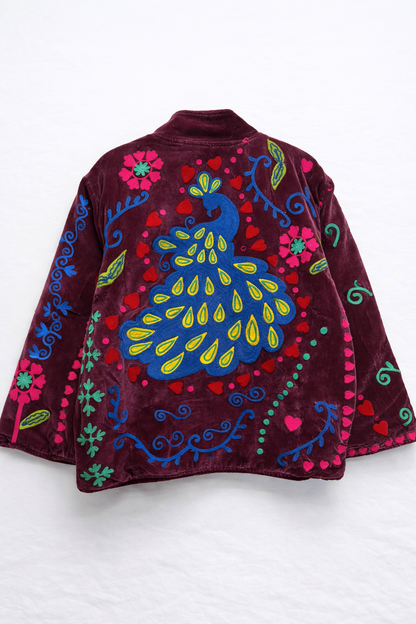 Chaqueta de terciopelo bordada Mauve