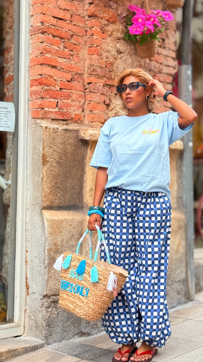 Pantalón cuadro azul
