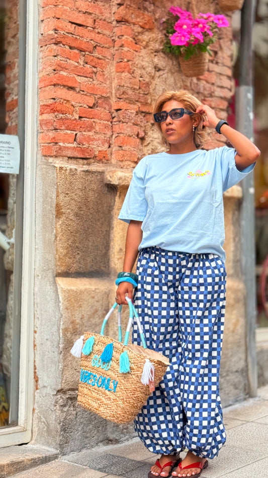 Pantalón cuadro azul