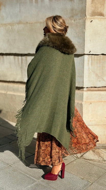 Poncho lana verde