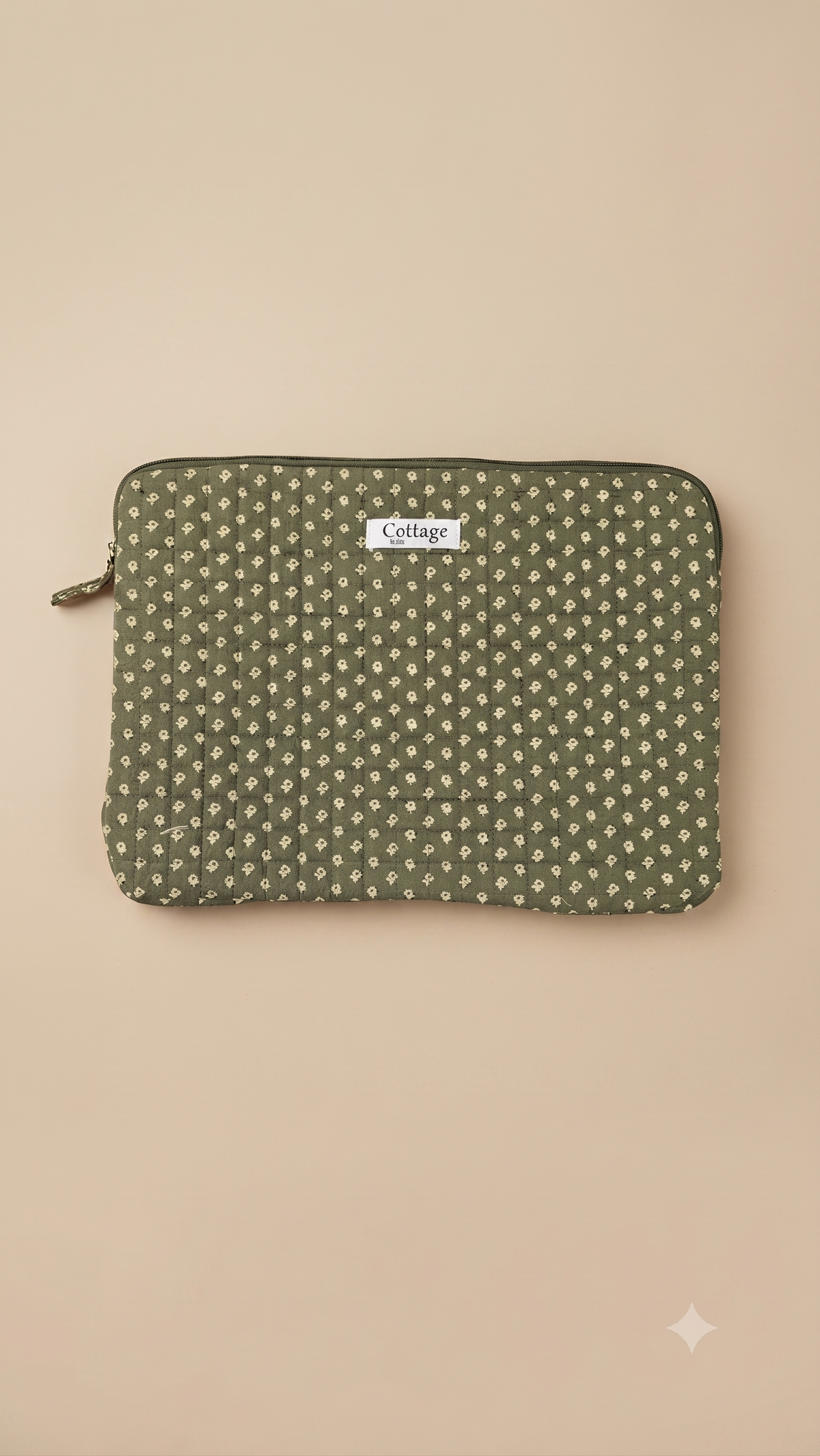 Funda para portátil de algodón: Bouquet coloré taupe