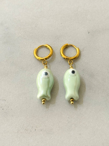 Pendientes de Pez de Cerámica Mini: Orange