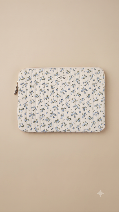 Funda para portátil de algodón: Bouquet coloré taupe