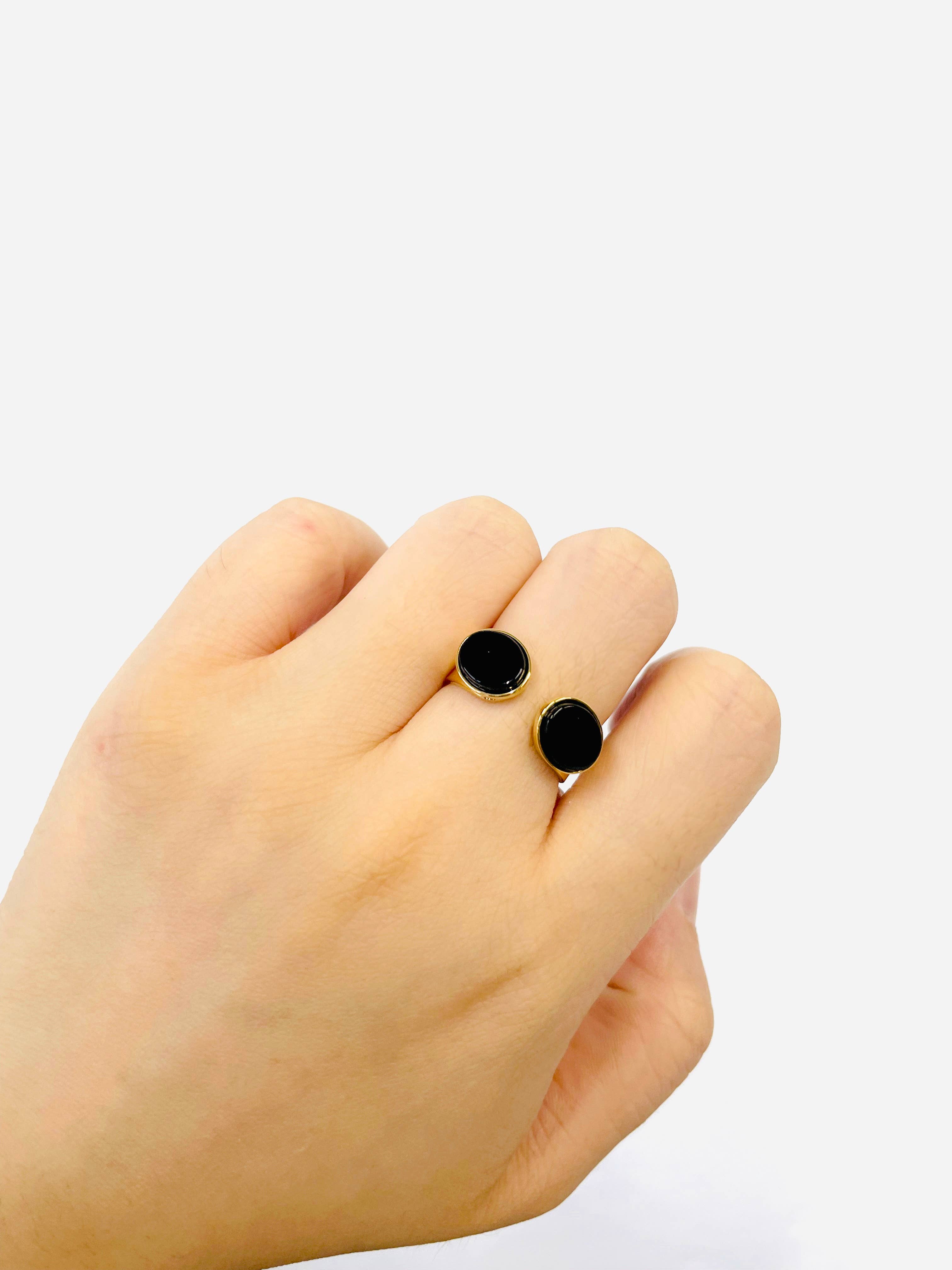 Anillo de acero inoxidable con puntos dobles: Ágata