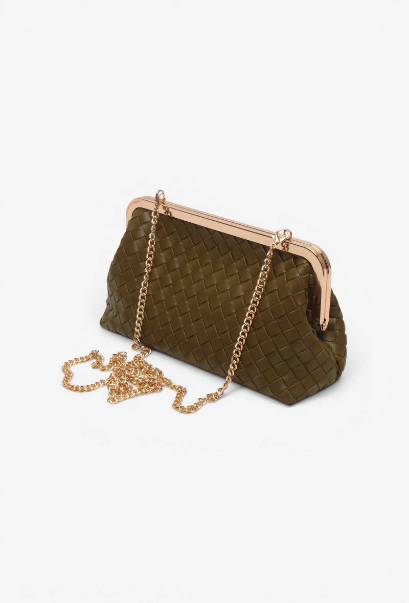 Bolso saco, para llevar al hombro y en la mano, efecto trenzado, cadenita
