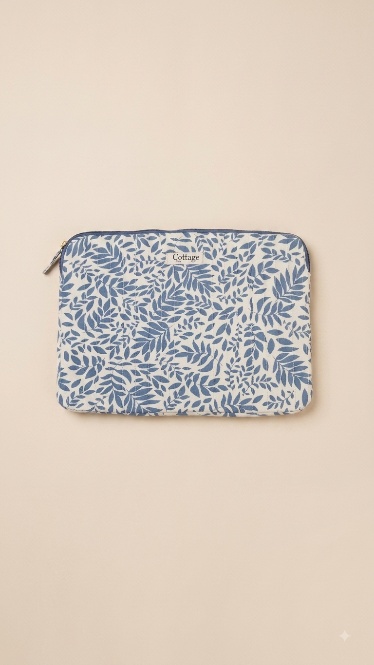Funda para portátil de algodón: Bouquet coloré taupe