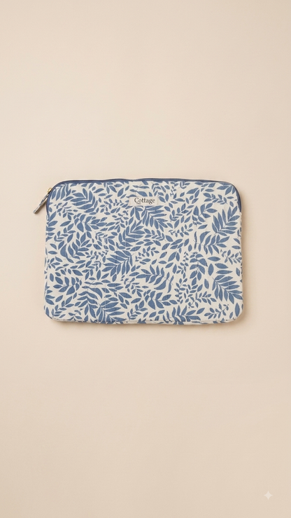 Funda para portátil de algodón: Bouquet coloré taupe