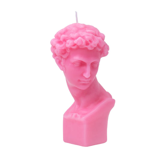 Vela rosa en forma de busto de David de Miguel Ángel