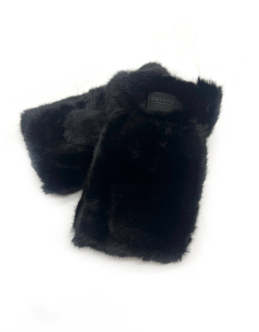 Manopla de guante de piel sintética unicolor: Negro