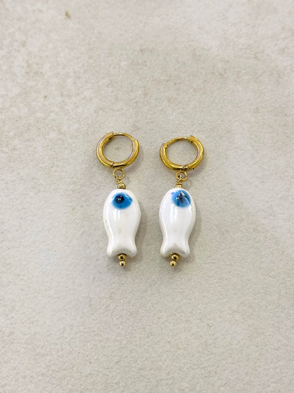 Pendientes de Pez de Cerámica Mini: Amarillo