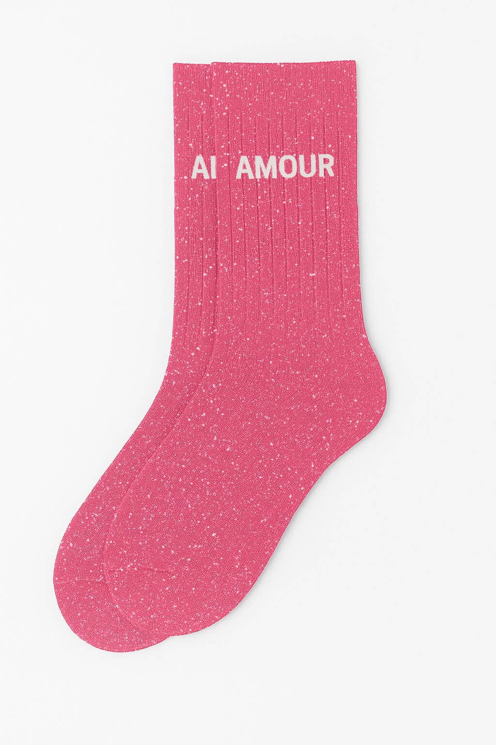 Calcetines rosas con brillo y mensaje «Love»