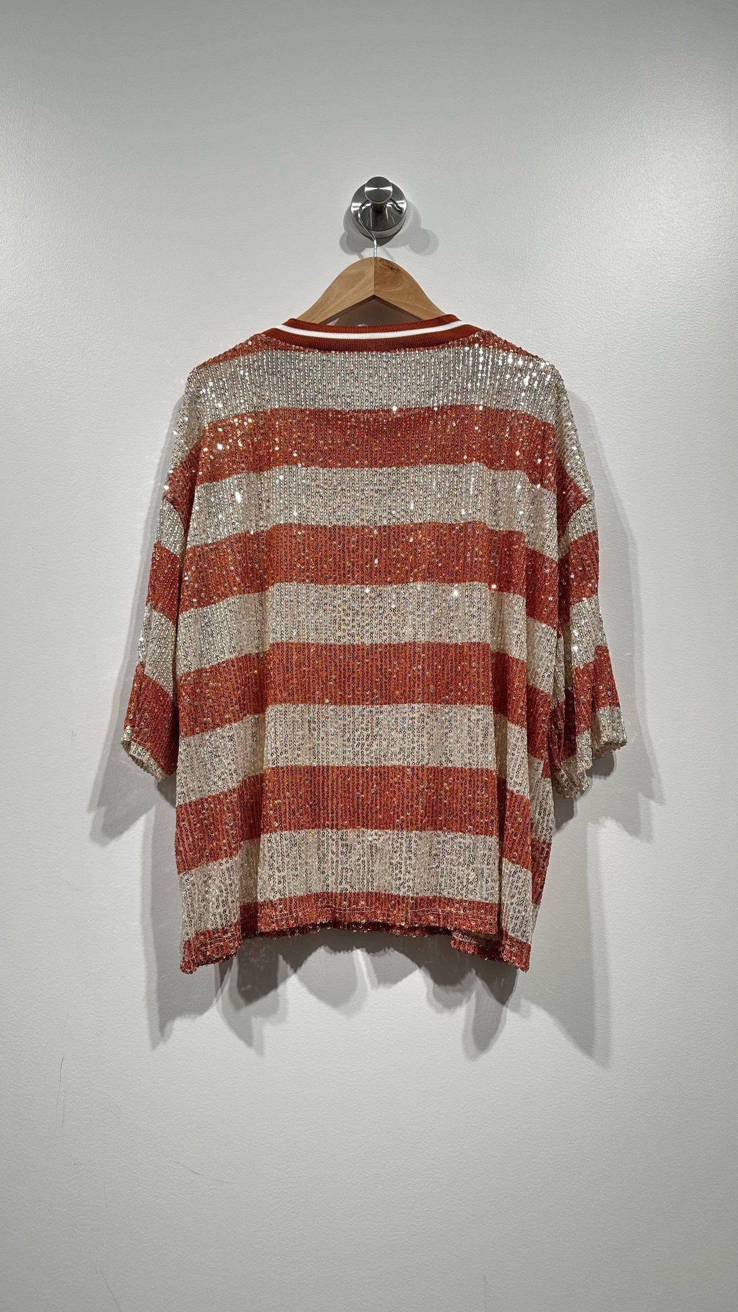 Top a rayas con lentejuelas: Azul celeste / TÚ