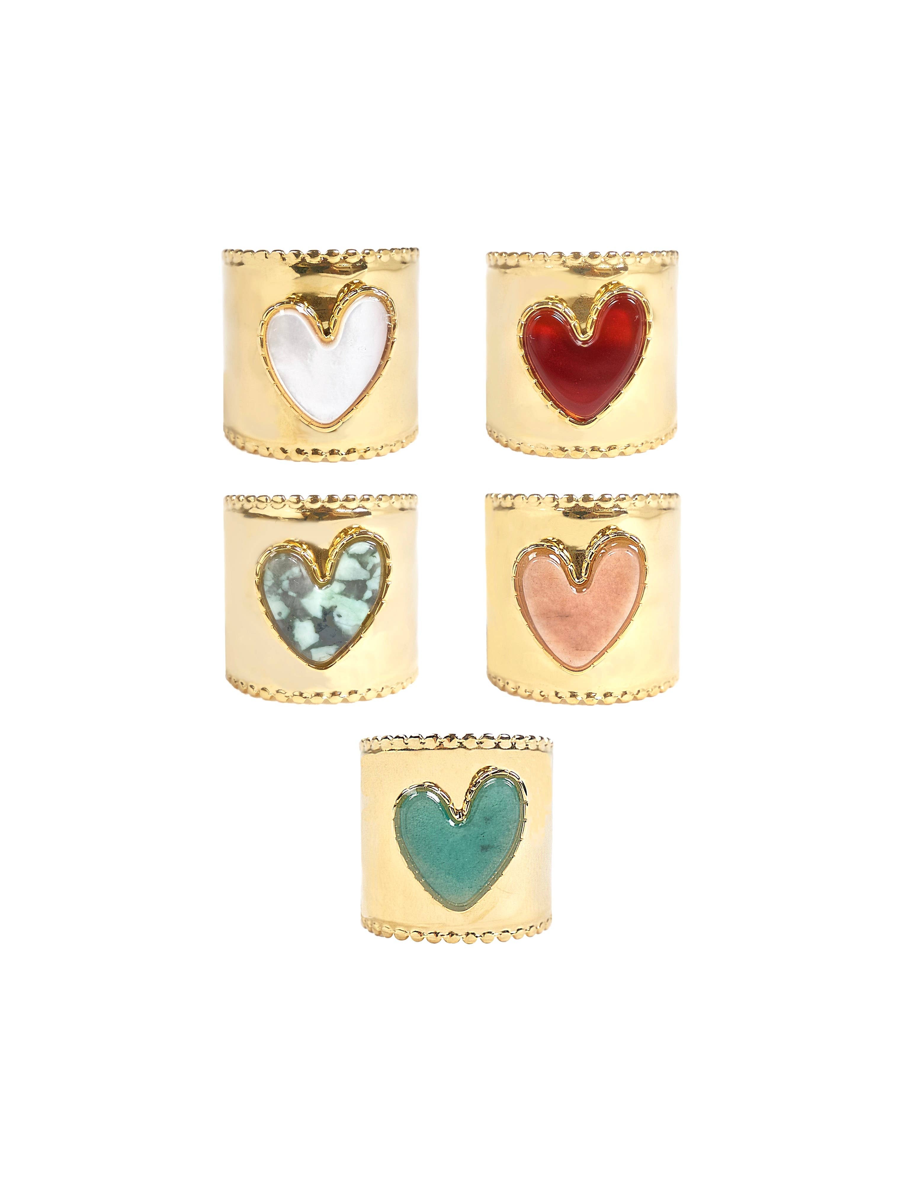 Anillo de Corazón de Acero Inoxidable: Amazonita