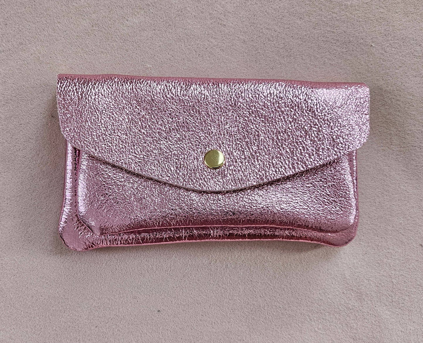 Monedero de cuero de vaqueta con doble bolsillo Canguro